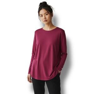 Pure Jill Women’s Long Sleeve Crew Neck Pullover Sweater Tunic Cranberry S NWT